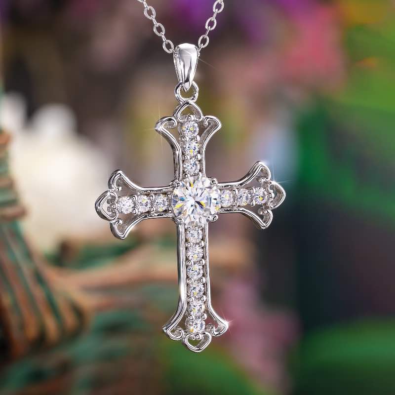 Moissanite Cross Necklace